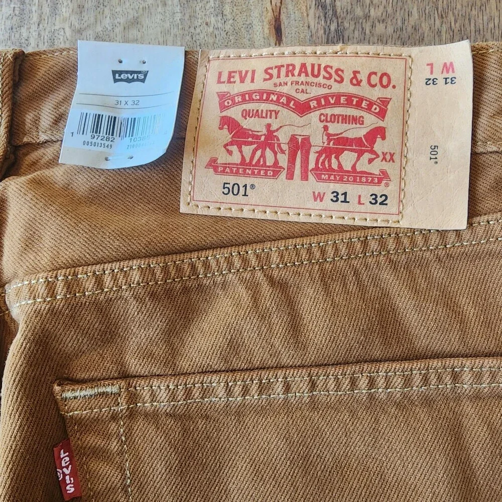 Levi's 501 Original Jeans Mens 31x32 Brown Straight Button Fly Cotton Denim